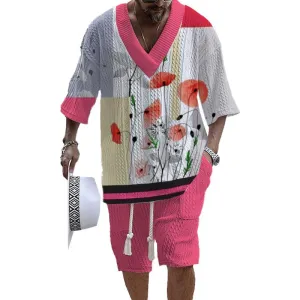 MEN'S ART CASUAL PRINT SHORTS SET 74164001YM