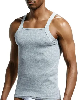 Men's G-Unit Style Square Cut Tank Tops Cotton Comfort Stretch Workout Vest Wife Beater