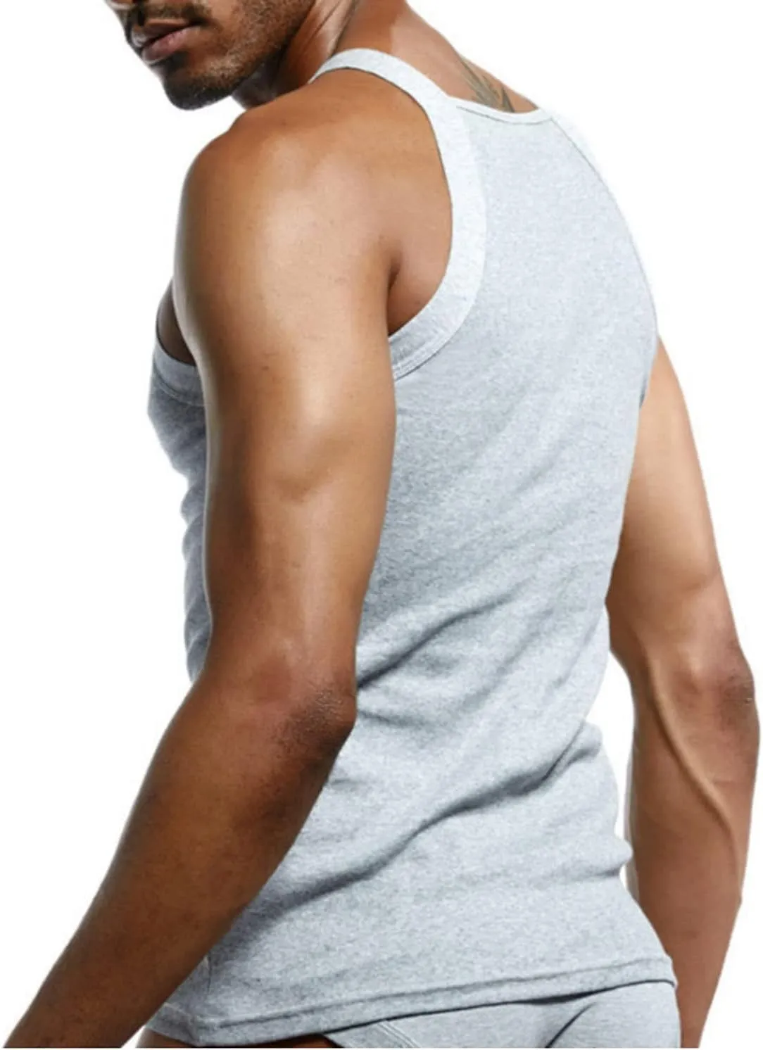 Men's G-Unit Style Square Cut Tank Tops Cotton Comfort Stretch Workout Vest Wife Beater