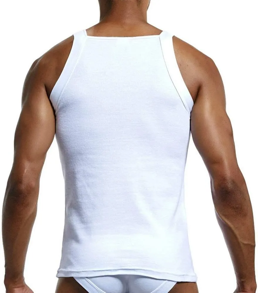 Men's G-Unit Style Square Cut Tank Tops Cotton Comfort Stretch Workout Vest Wife Beater