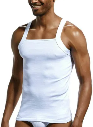 Men's G-Unit Style Square Cut Tank Tops Cotton Comfort Stretch Workout Vest Wife Beater