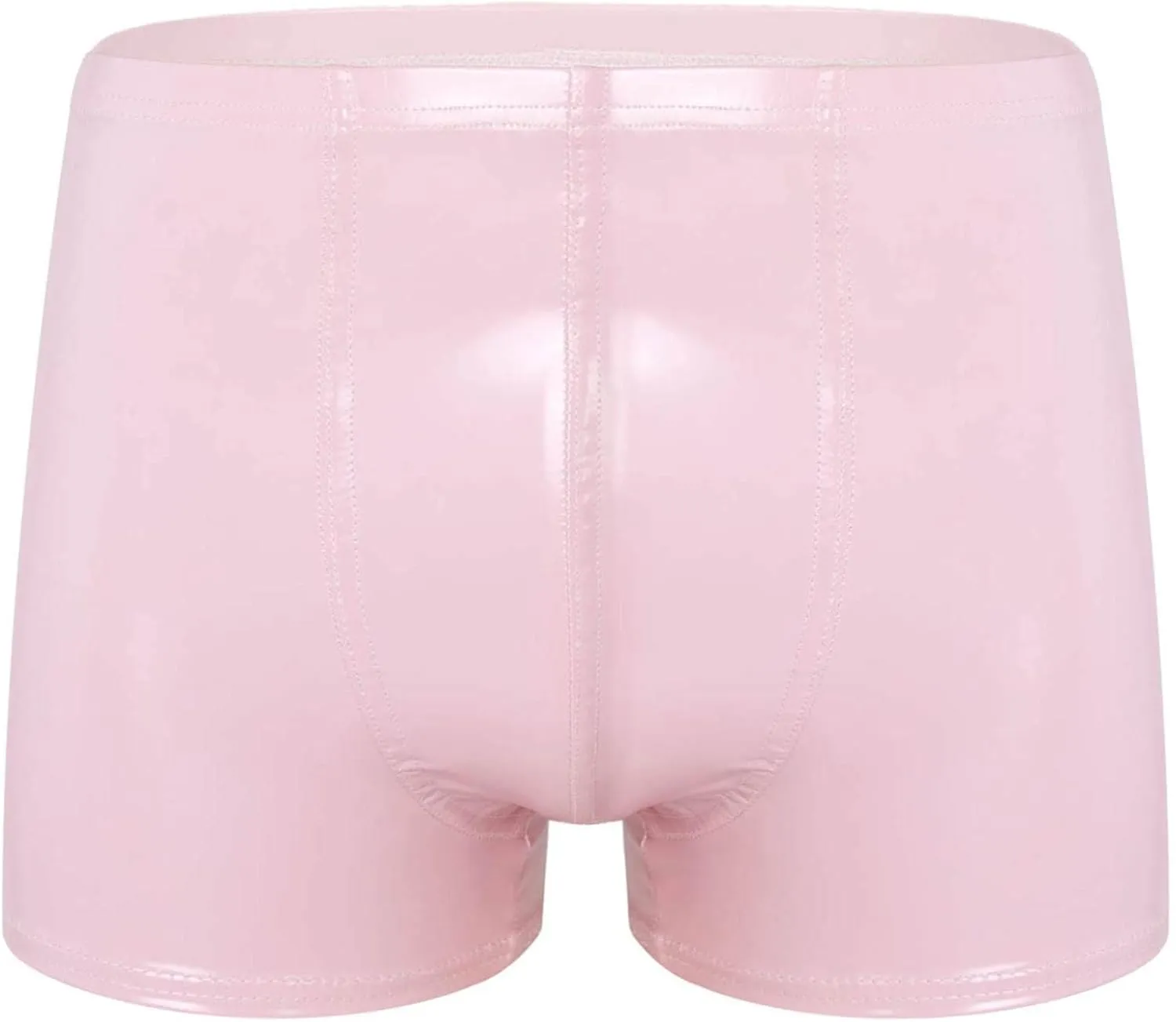 Men's Latex PVC Faux Leather Shiny Metallic Boxer Briefs Short Pants Solid Shorts Hot Pants