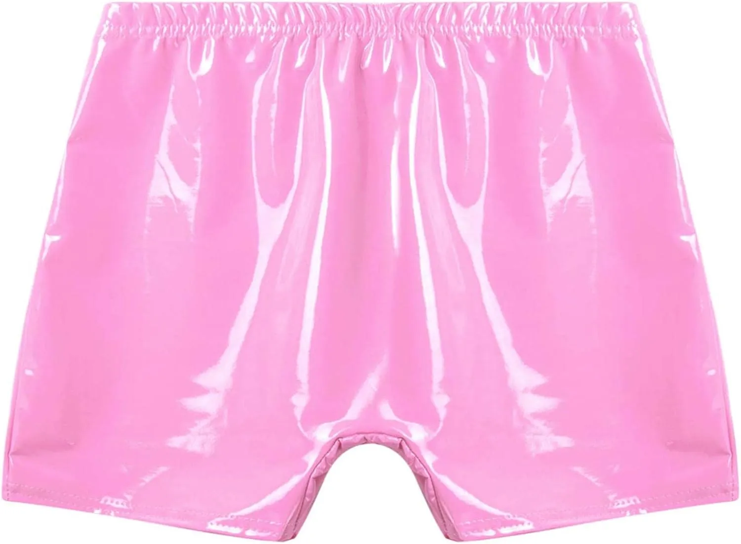 Men's Latex PVC Faux Leather Shiny Metallic Boxer Briefs Short Pants Solid Shorts Hot Pants