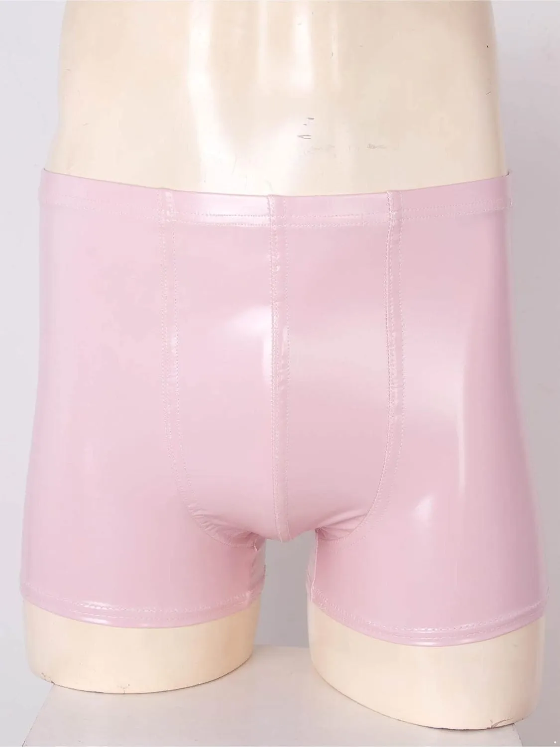 Men's Latex PVC Faux Leather Shiny Metallic Boxer Briefs Short Pants Solid Shorts Hot Pants