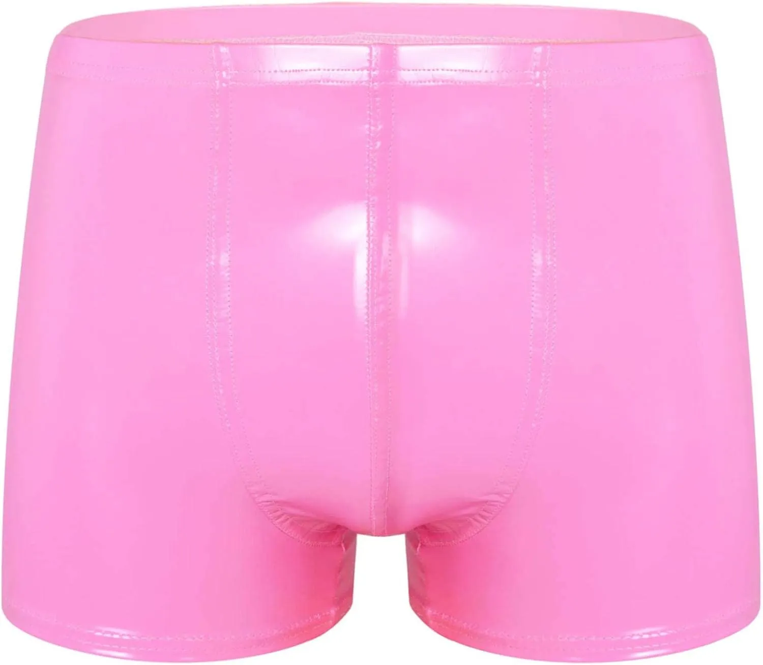 Men's Latex PVC Faux Leather Shiny Metallic Boxer Briefs Short Pants Solid Shorts Hot Pants