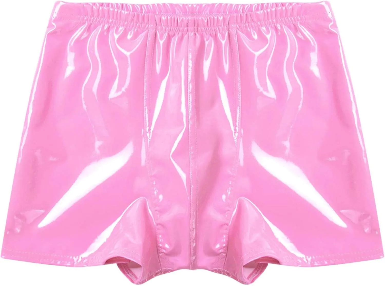 Men's Latex PVC Faux Leather Shiny Metallic Boxer Briefs Short Pants Solid Shorts Hot Pants