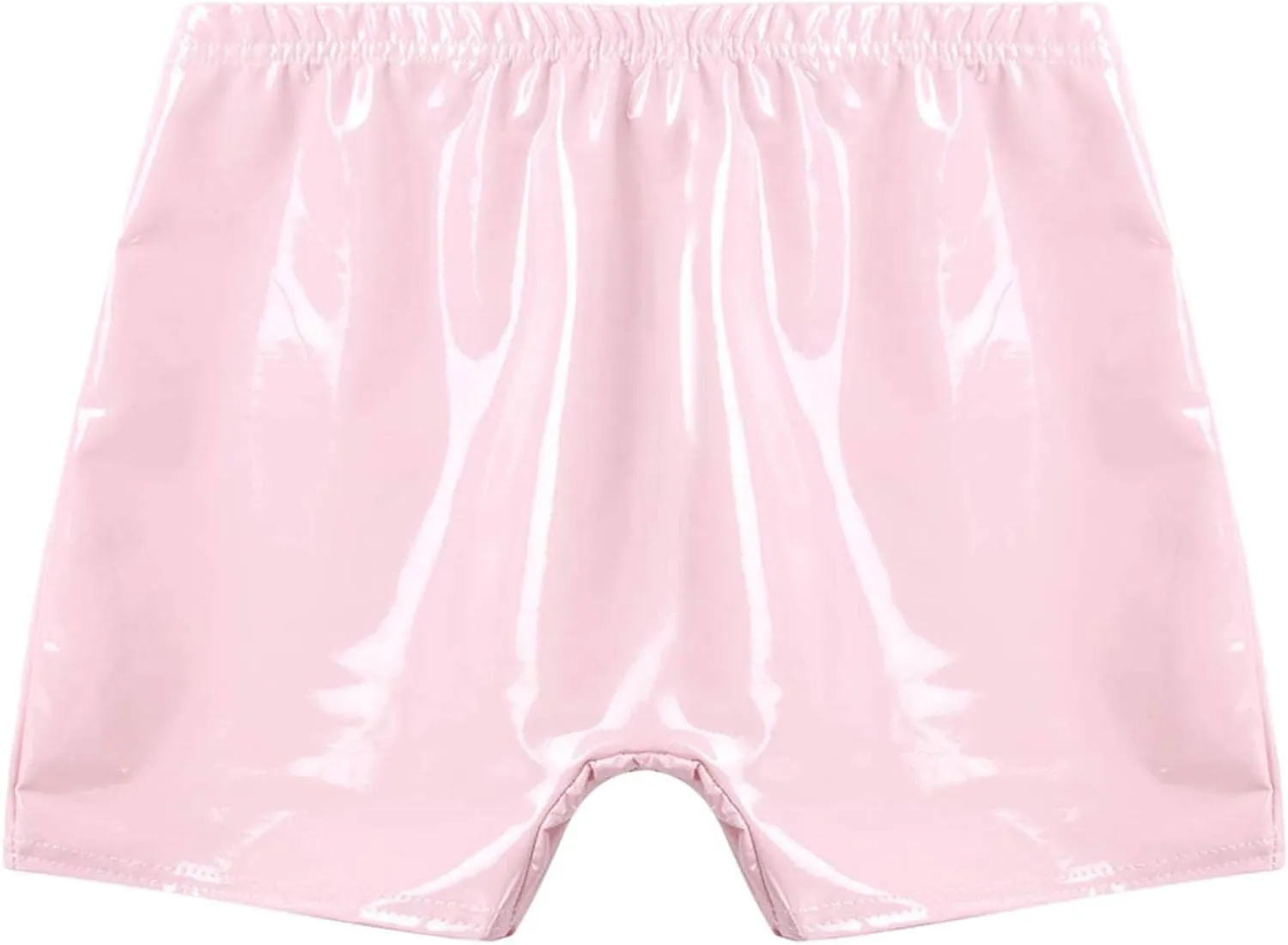 Men's Latex PVC Faux Leather Shiny Metallic Boxer Briefs Short Pants Solid Shorts Hot Pants