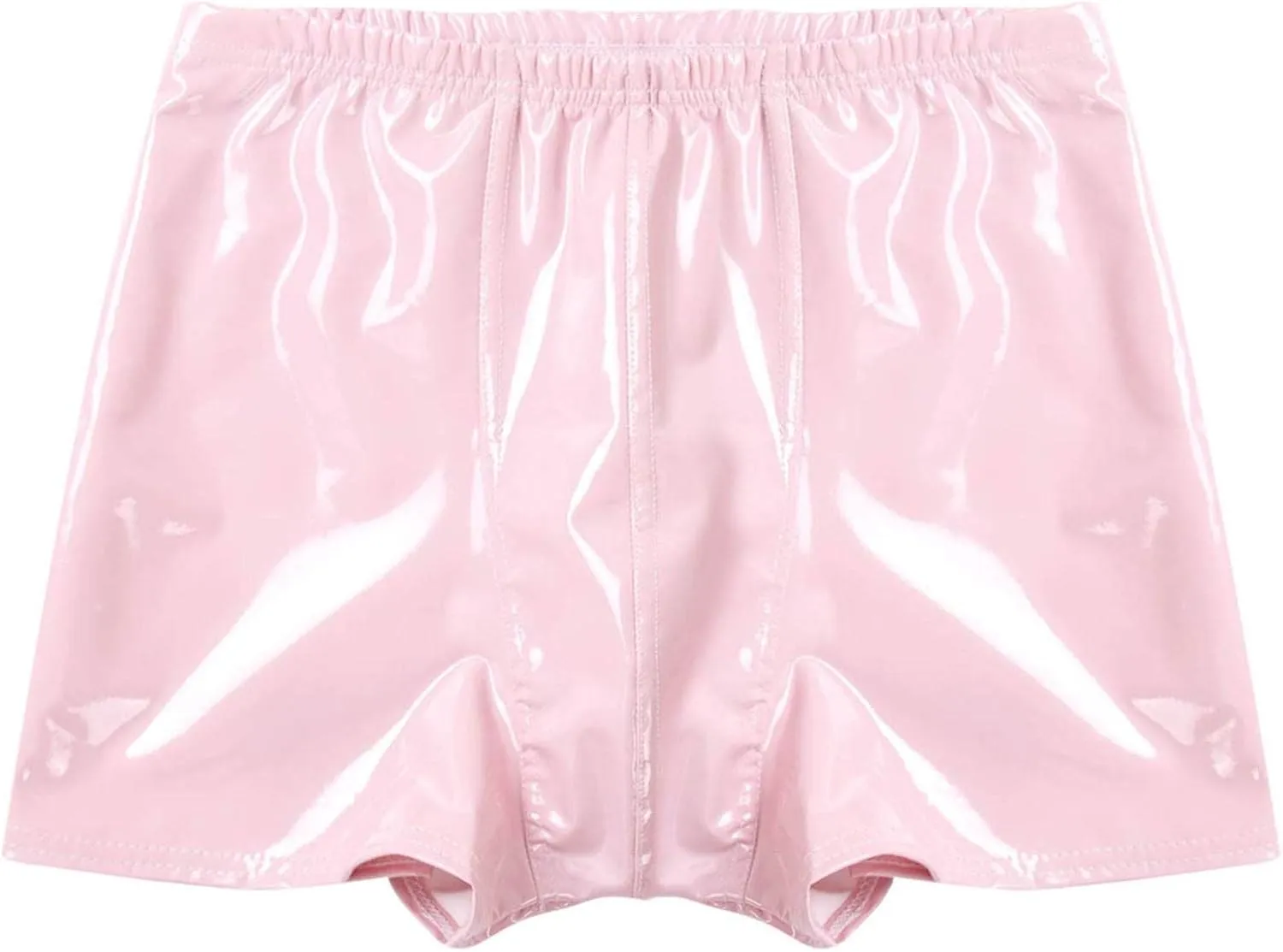 Men's Latex PVC Faux Leather Shiny Metallic Boxer Briefs Short Pants Solid Shorts Hot Pants