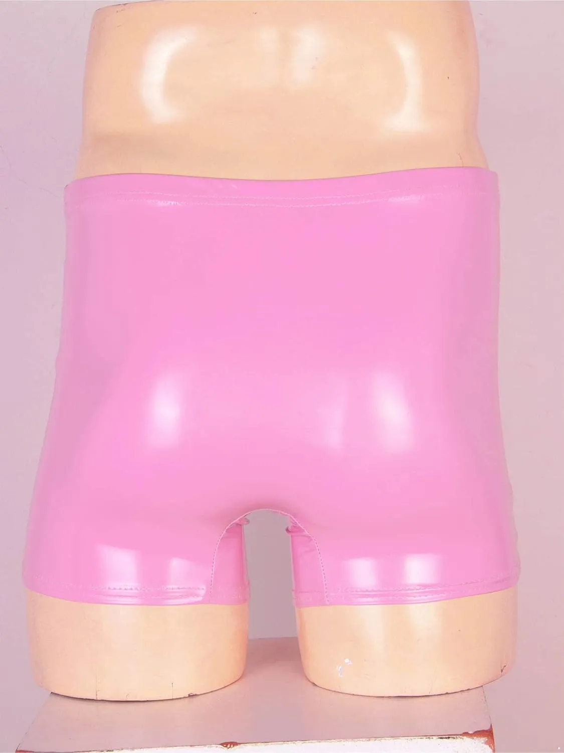 Men's Latex PVC Faux Leather Shiny Metallic Boxer Briefs Short Pants Solid Shorts Hot Pants