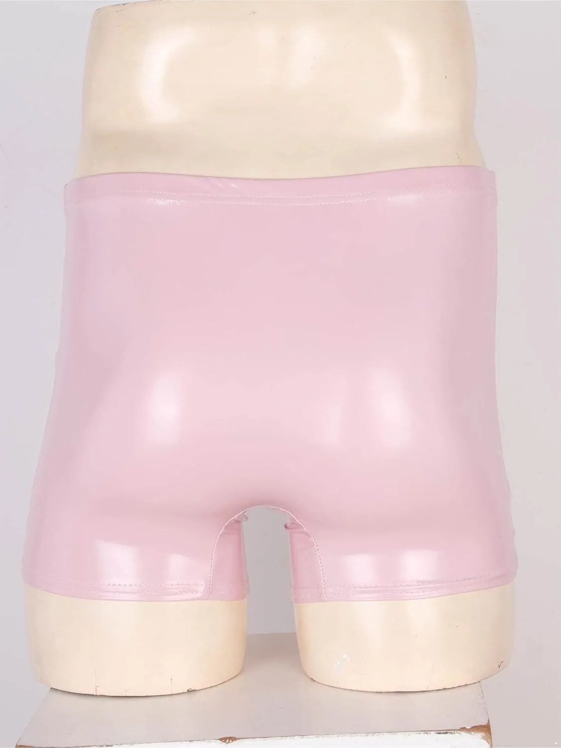 Men's Latex PVC Faux Leather Shiny Metallic Boxer Briefs Short Pants Solid Shorts Hot Pants