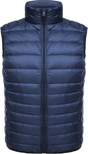 Mens Lightweight Insulated Puffer Vest Stand Collar Sleeveless Jacket Warm Down Outerwear for Work Travel