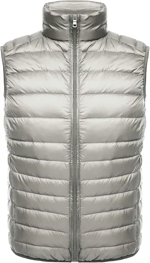 Mens Lightweight Insulated Puffer Vest Stand Collar Sleeveless Jacket Warm Down Outerwear for Work Travel