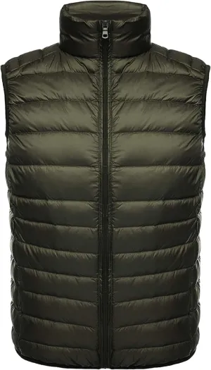 Mens Lightweight Insulated Puffer Vest Stand Collar Sleeveless Jacket Warm Down Outerwear for Work Travel