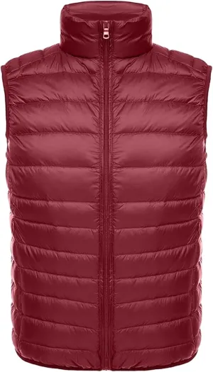 Mens Lightweight Insulated Puffer Vest Stand Collar Sleeveless Jacket Warm Down Outerwear for Work Travel