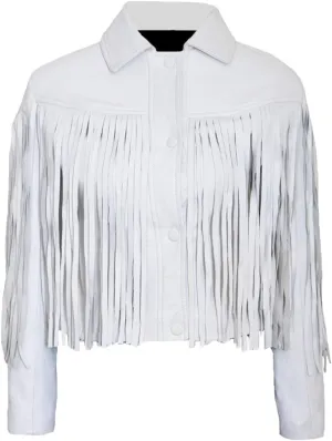 Mia Sara Cosplay Marina Fringe Style Formal Outerwear Genuine Lambskin Leather Motorcycle Jacket