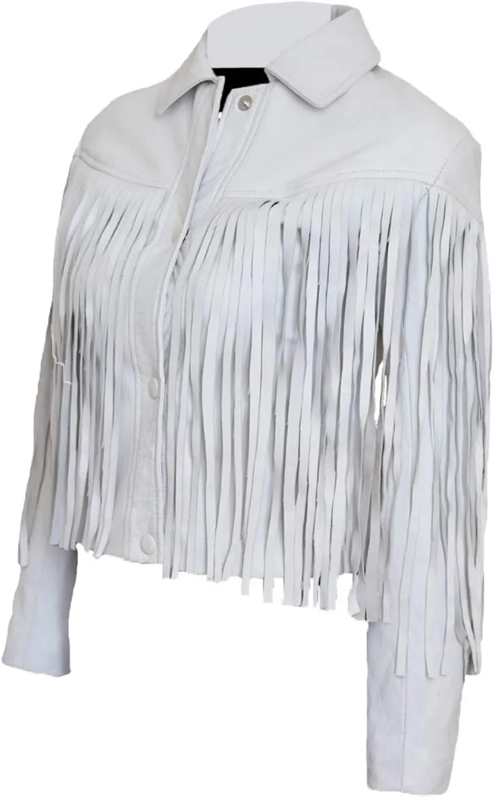 Mia Sara Cosplay Marina Fringe Style Formal Outerwear Genuine Lambskin Leather Motorcycle Jacket