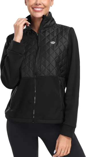 MoFiz Womens Lightweight Insulated Hiking Jacket Fleece Lined Thermal Hybrid Softshell Full Zip Winter Fall Running Coat