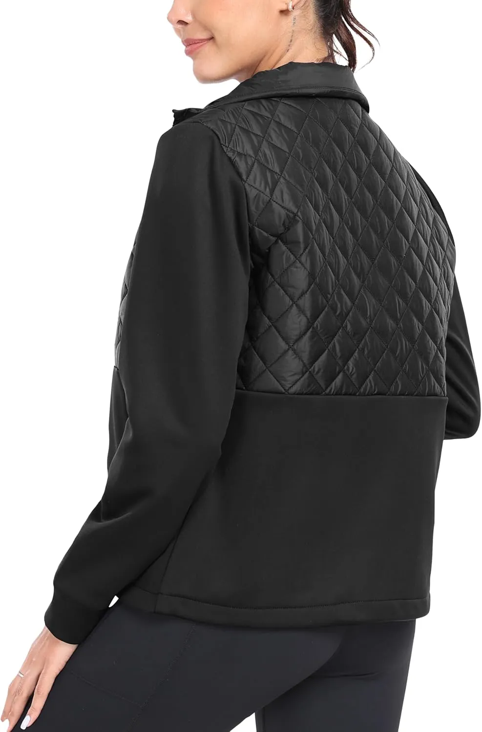 MoFiz Womens Lightweight Insulated Hiking Jacket Fleece Lined Thermal Hybrid Softshell Full Zip Winter Fall Running Coat