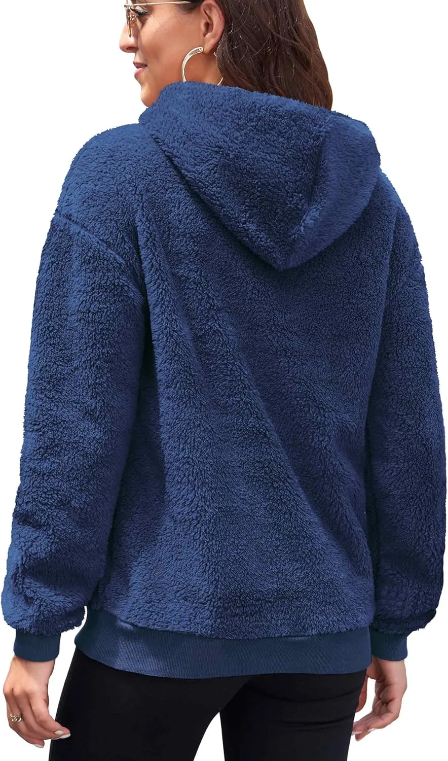 Neineiwu Womens Casual Sherpa Hoodies Fleece Sweatshirts Fuzzy Pullover Fluffy Outerwear with Pockets