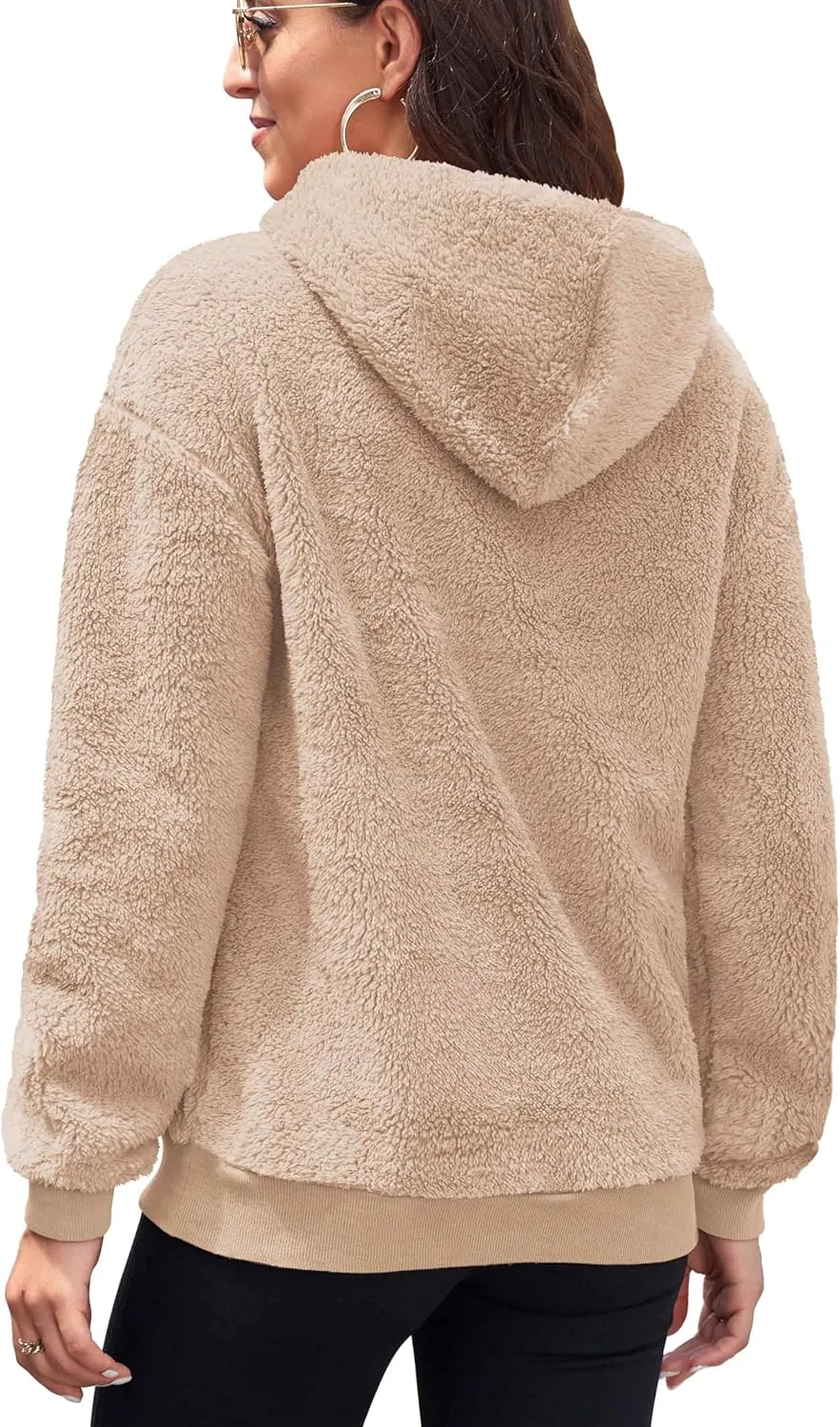 Neineiwu Womens Casual Sherpa Hoodies Fleece Sweatshirts Fuzzy Pullover Fluffy Outerwear with Pockets
