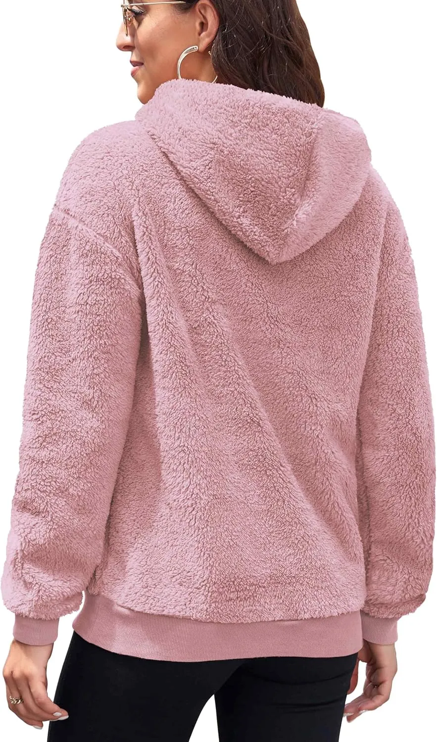 Neineiwu Womens Casual Sherpa Hoodies Fleece Sweatshirts Fuzzy Pullover Fluffy Outerwear with Pockets