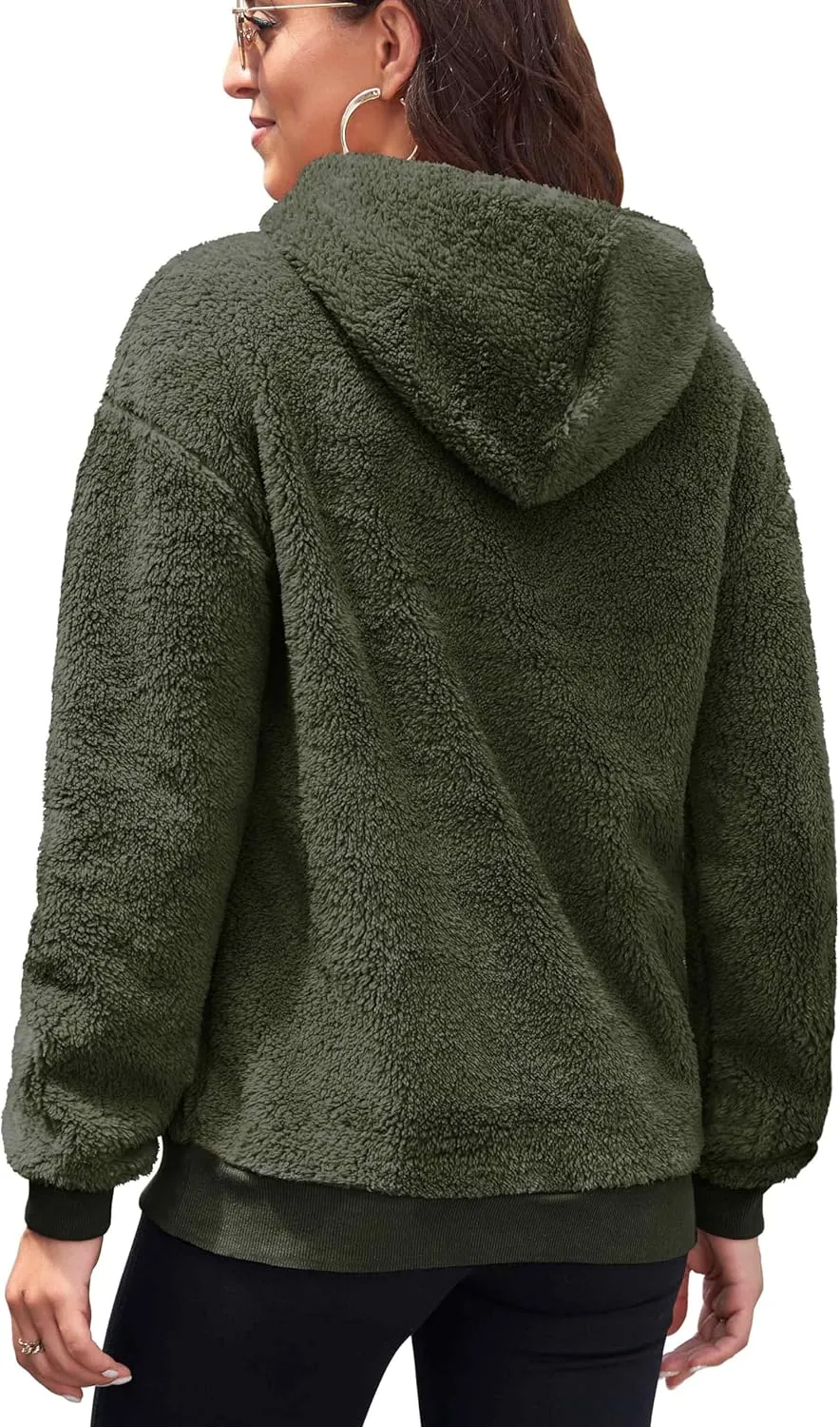 Neineiwu Womens Casual Sherpa Hoodies Fleece Sweatshirts Fuzzy Pullover Fluffy Outerwear with Pockets