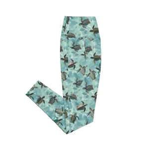 Oceanic Sea Turtle Eco Swim Leggings With Pockets