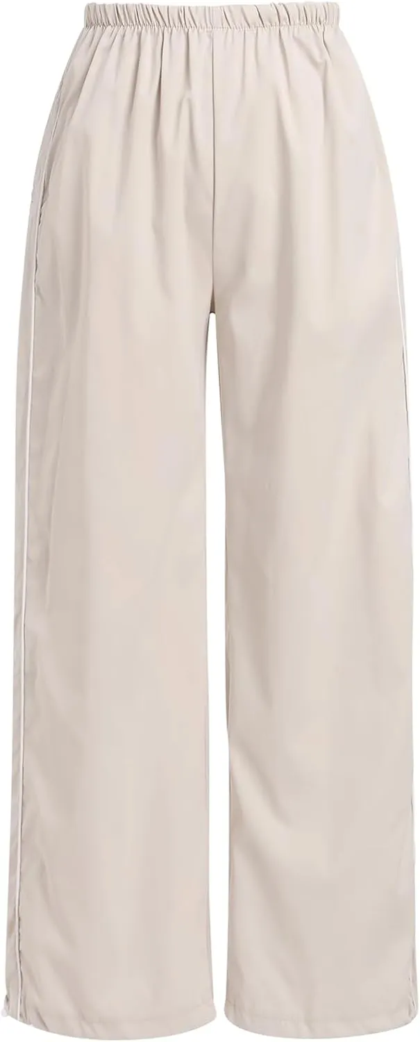 ODIZLI Parachute Pants for Women Y2k Low Rise Loose Cargo Pants Streetwear Oversized Baggy Sweatpants Joggers Pants