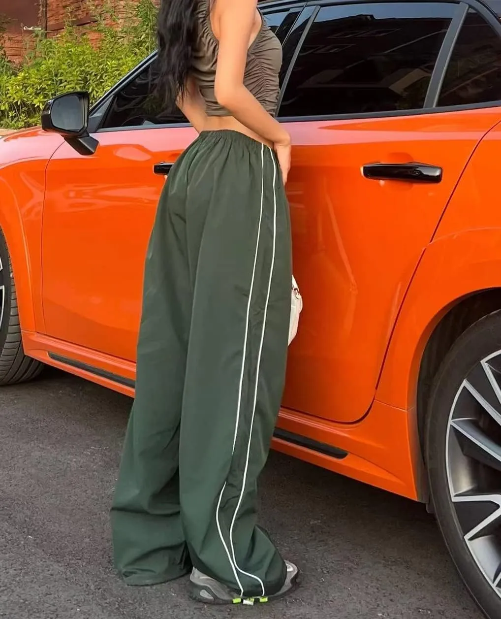 ODIZLI Parachute Pants for Women Y2k Low Rise Loose Cargo Pants Streetwear Oversized Baggy Sweatpants Joggers Pants