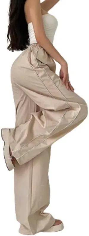 ODIZLI Parachute Pants for Women Y2k Low Rise Loose Cargo Pants Streetwear Oversized Baggy Sweatpants Joggers Pants