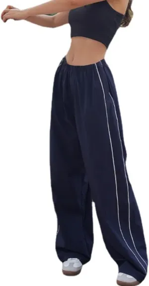 ODIZLI Parachute Pants for Women Y2k Low Rise Loose Cargo Pants Streetwear Oversized Baggy Sweatpants Joggers Pants
