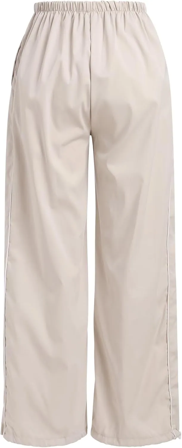 ODIZLI Parachute Pants for Women Y2k Low Rise Loose Cargo Pants Streetwear Oversized Baggy Sweatpants Joggers Pants