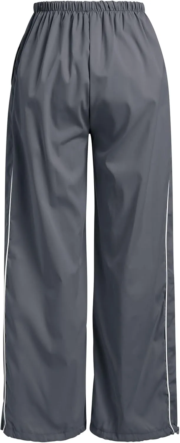ODIZLI Parachute Pants for Women Y2k Low Rise Loose Cargo Pants Streetwear Oversized Baggy Sweatpants Joggers Pants