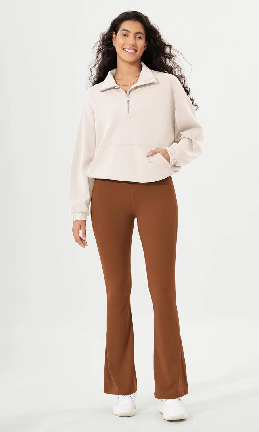 ODODOS Cloud Feeling Flared Pants with Pocket for Women High Waist Casual Bootcut Yoga Pants, 30"/32" Inseam