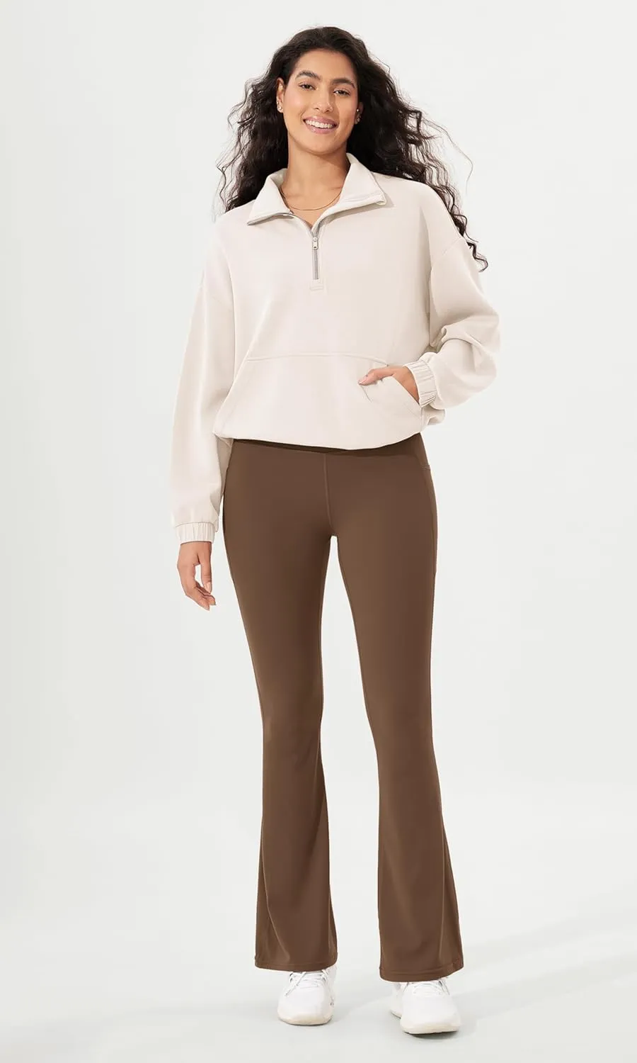 ODODOS Cloud Feeling Flared Pants with Pocket for Women High Waist Casual Bootcut Yoga Pants, 30"/32" Inseam