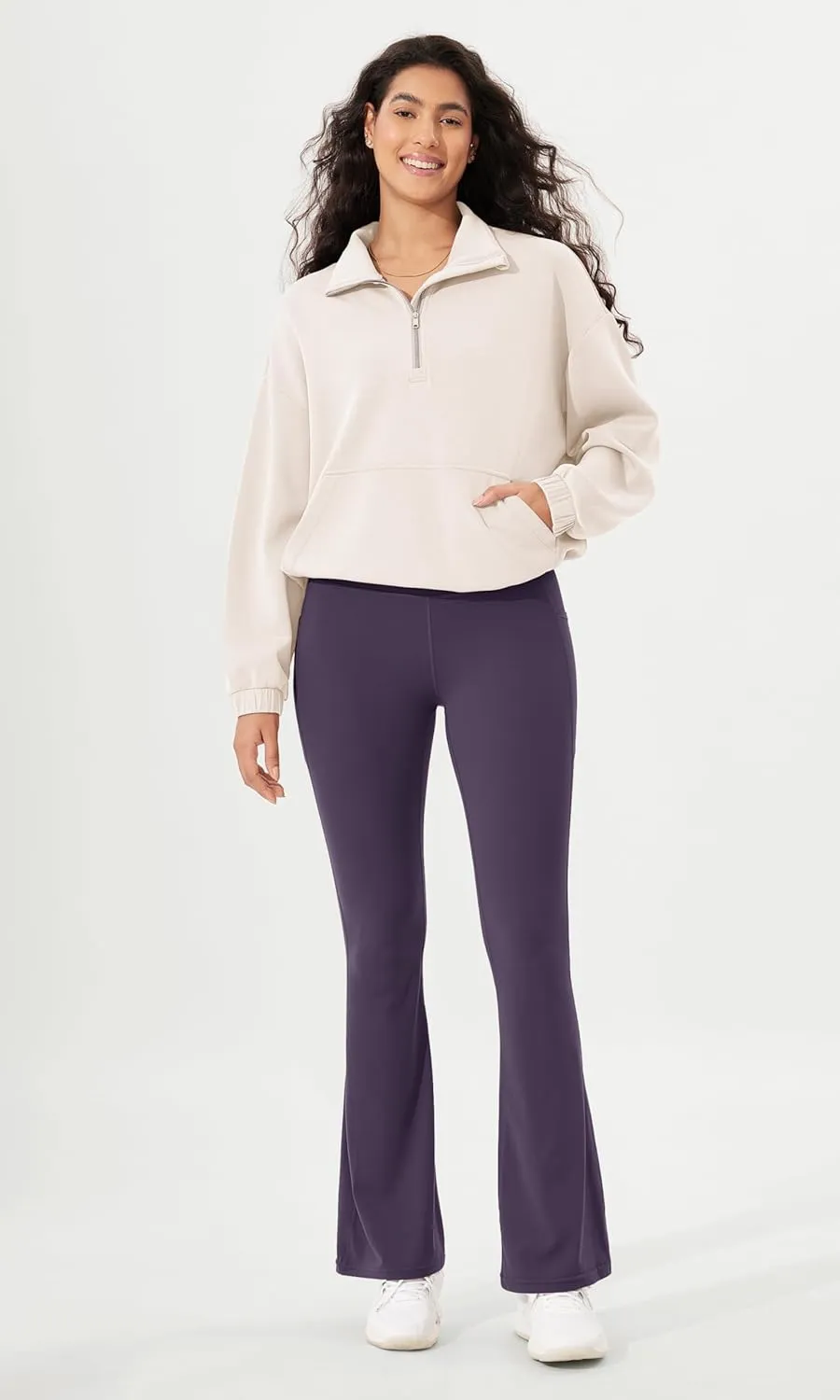 ODODOS Cloud Feeling Flared Pants with Pocket for Women High Waist Casual Bootcut Yoga Pants, 30"/32" Inseam