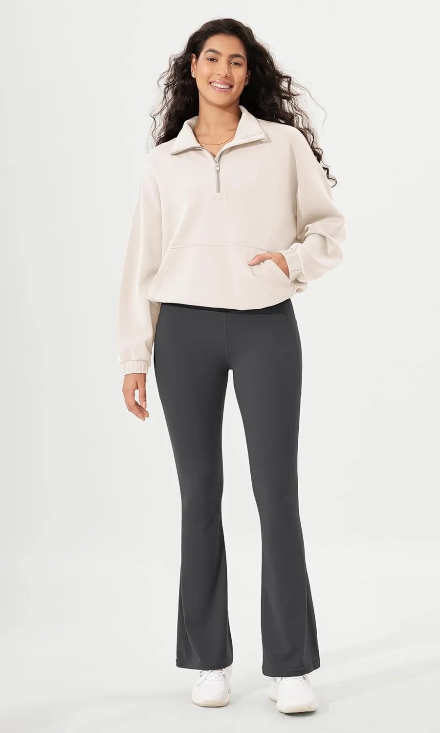 ODODOS Cloud Feeling Flared Pants with Pocket for Women High Waist Casual Bootcut Yoga Pants, 30"/32" Inseam
