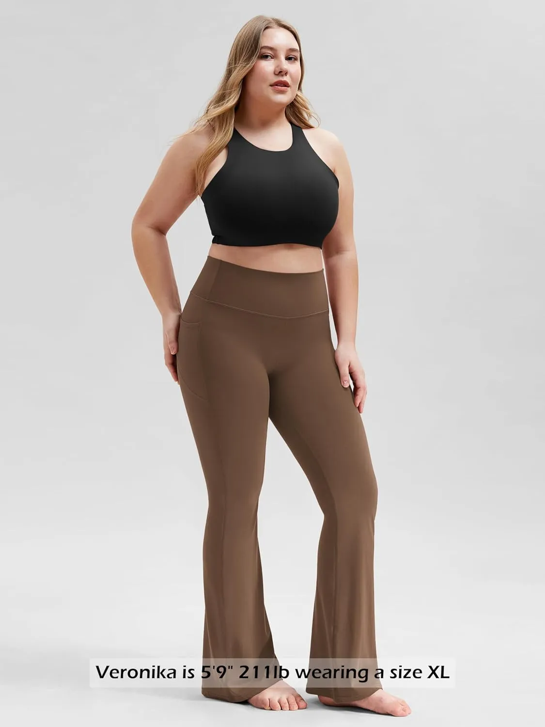 ODODOS Cloud Feeling Flared Pants with Pocket for Women High Waist Casual Bootcut Yoga Pants, 30"/32" Inseam