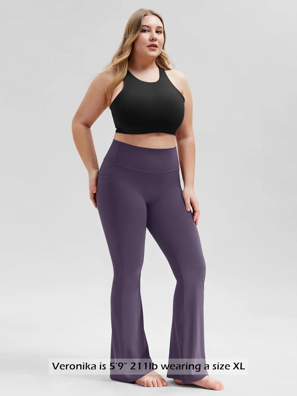 ODODOS Cloud Feeling Flared Pants with Pocket for Women High Waist Casual Bootcut Yoga Pants, 30"/32" Inseam