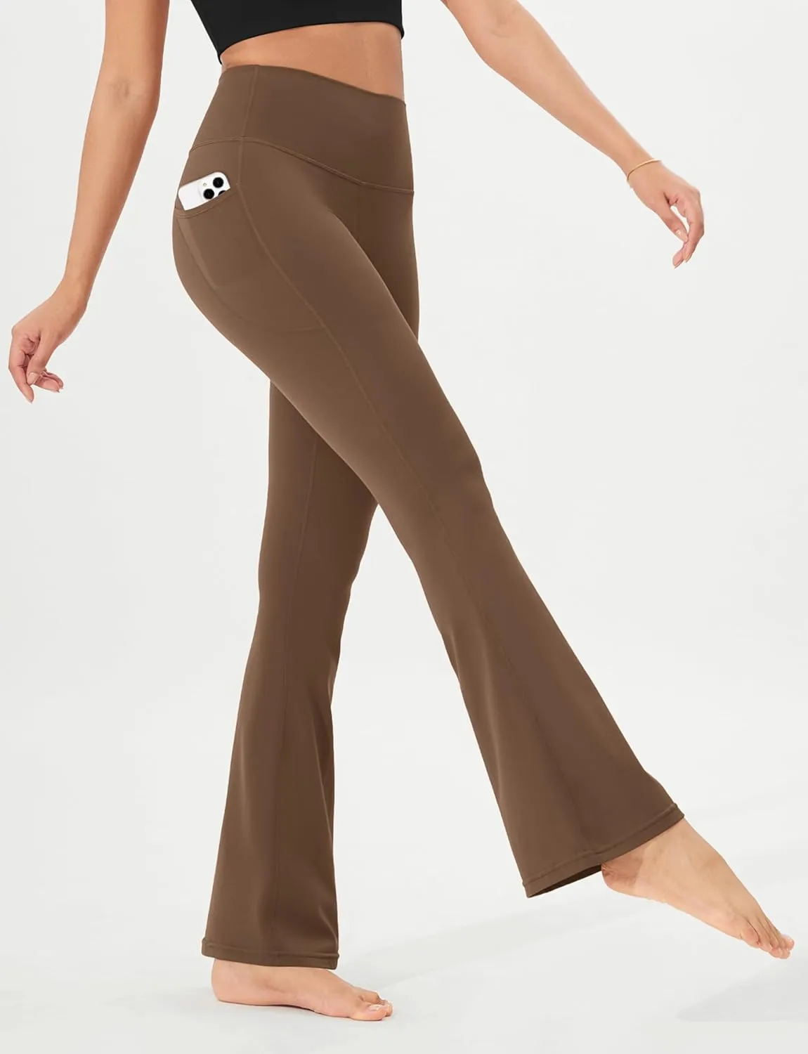 ODODOS Cloud Feeling Flared Pants with Pocket for Women High Waist Casual Bootcut Yoga Pants, 30"/32" Inseam