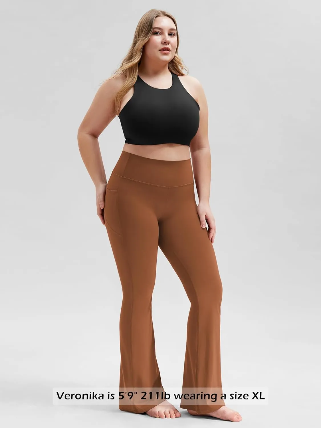 ODODOS Cloud Feeling Flared Pants with Pocket for Women High Waist Casual Bootcut Yoga Pants, 30"/32" Inseam