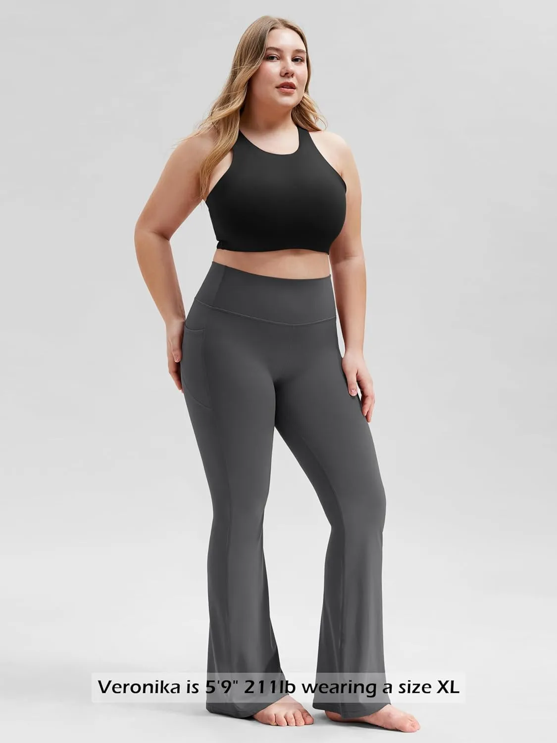 ODODOS Cloud Feeling Flared Pants with Pocket for Women High Waist Casual Bootcut Yoga Pants, 30"/32" Inseam