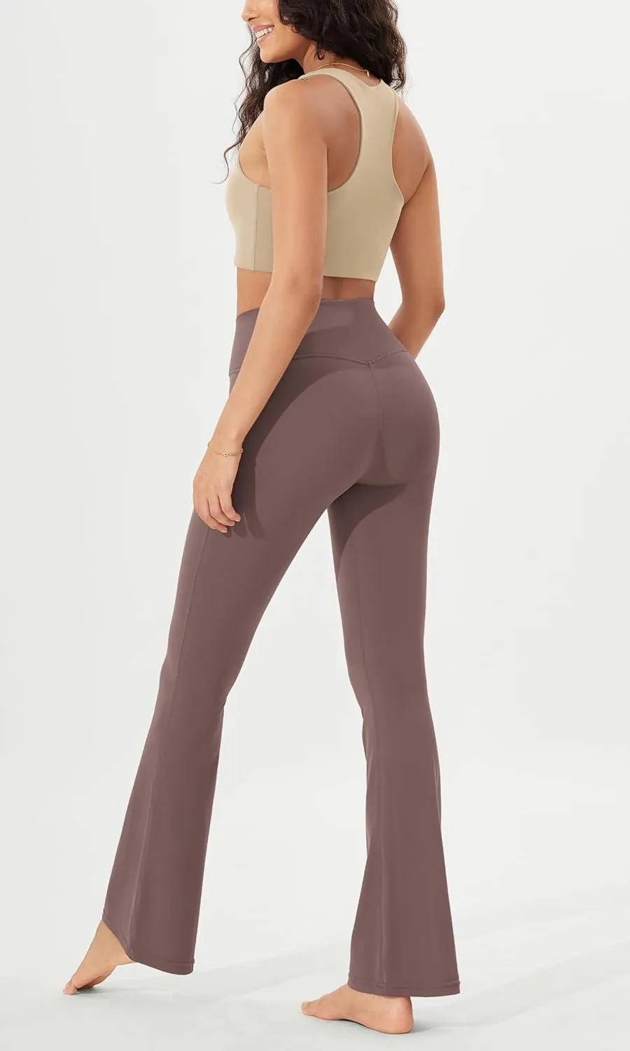 ODODOS Women's Cloud Feeling Crossover Flared Pants with Back Pocket, High Waist Bootcut Lounge Yoga Pants-30/32" Inseam