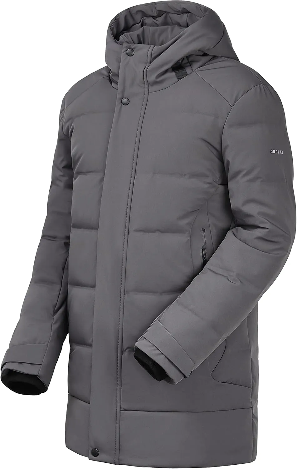 Orolay Men's Double Snap Winter Down Coat Thickened Jacket with Stand Collar