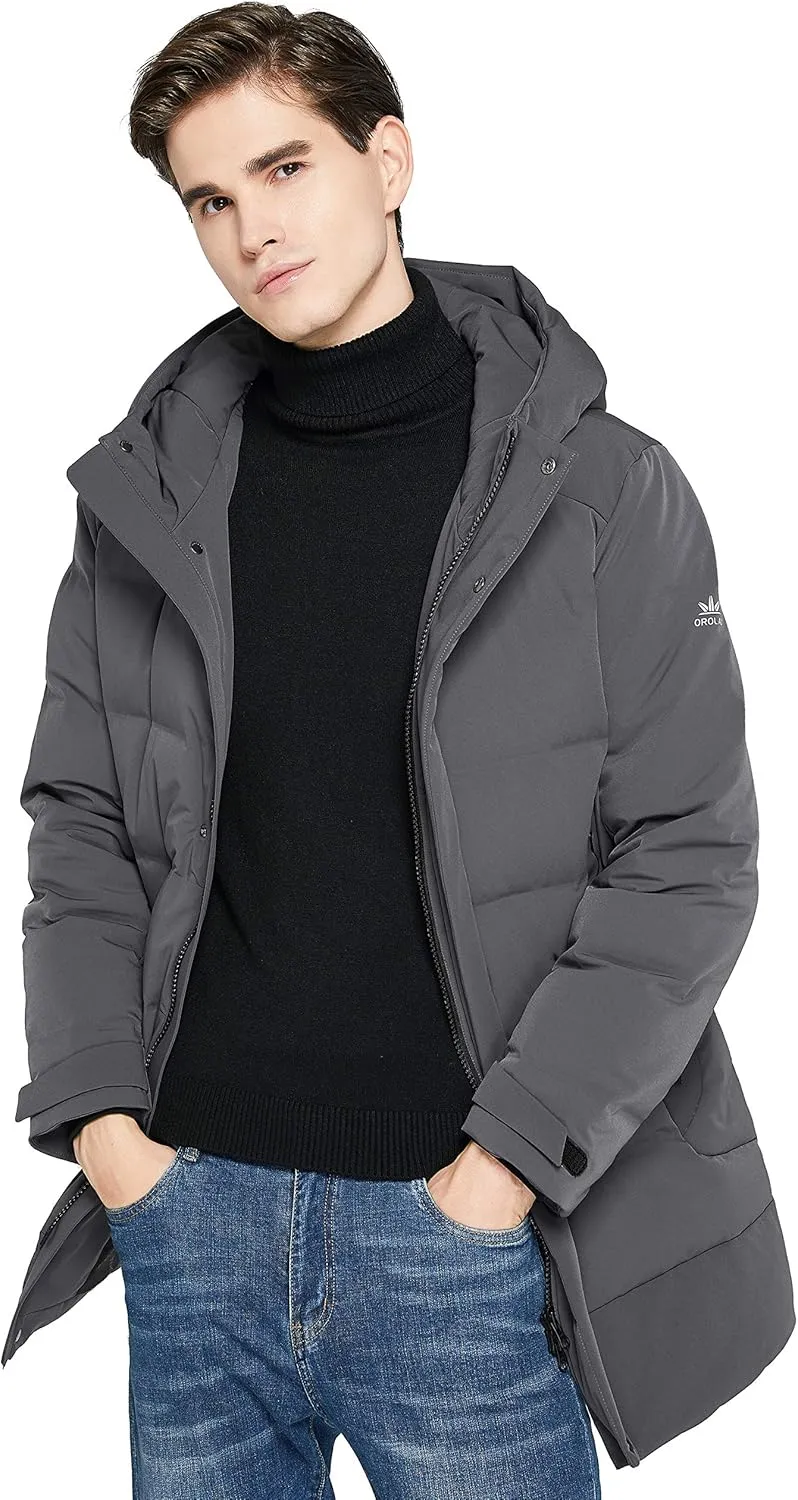Orolay Men's Double Snap Winter Down Coat Thickened Jacket with Stand Collar