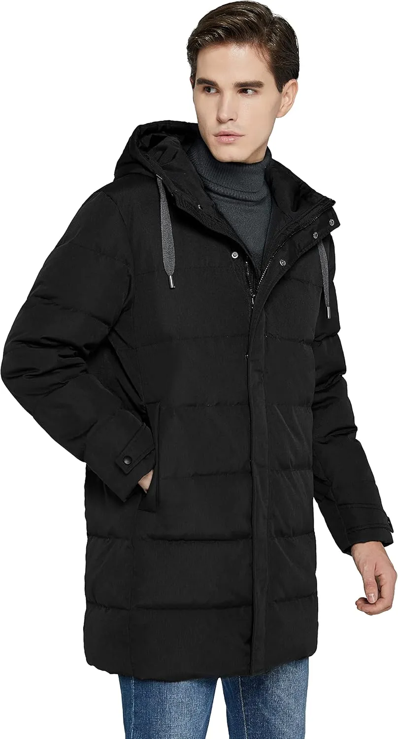 Orolay Men's Long Hooded Winter Down Jacket Warm Puffer Jacket