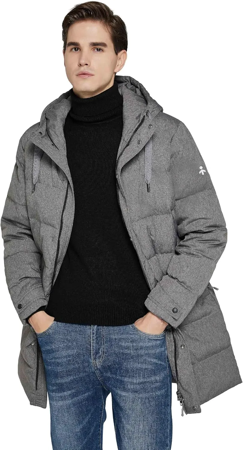Orolay Men's Long Hooded Winter Down Jacket Warm Puffer Jacket