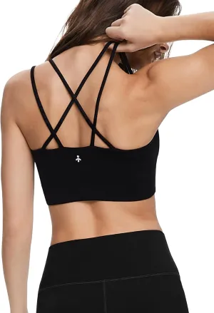 Orolay Women's Criss Cross Strappy Bra Wirefree Padded Full Coverage Cropped Comfort Tank Tops