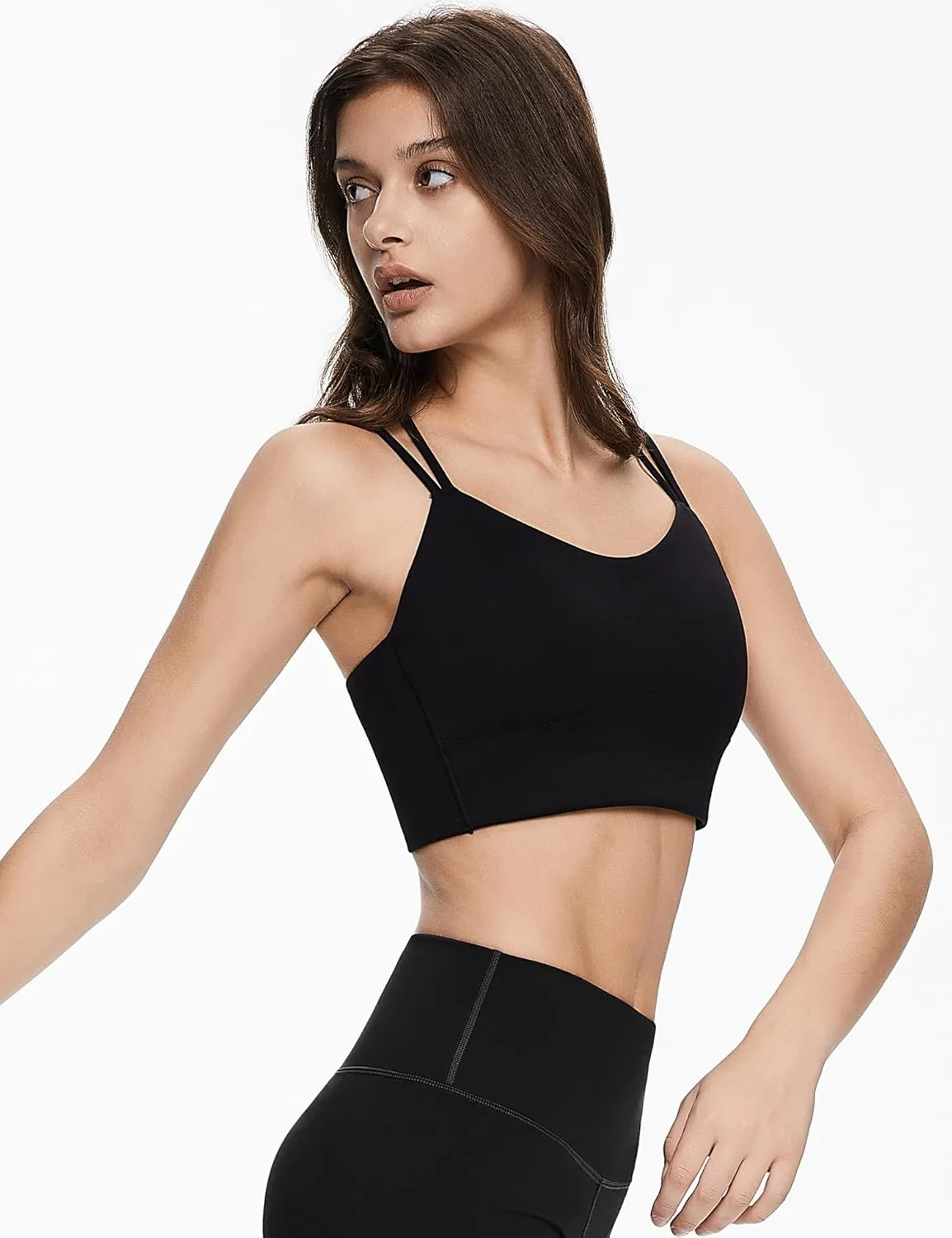 Orolay Women's Criss Cross Strappy Bra Wirefree Padded Full Coverage Cropped Comfort Tank Tops