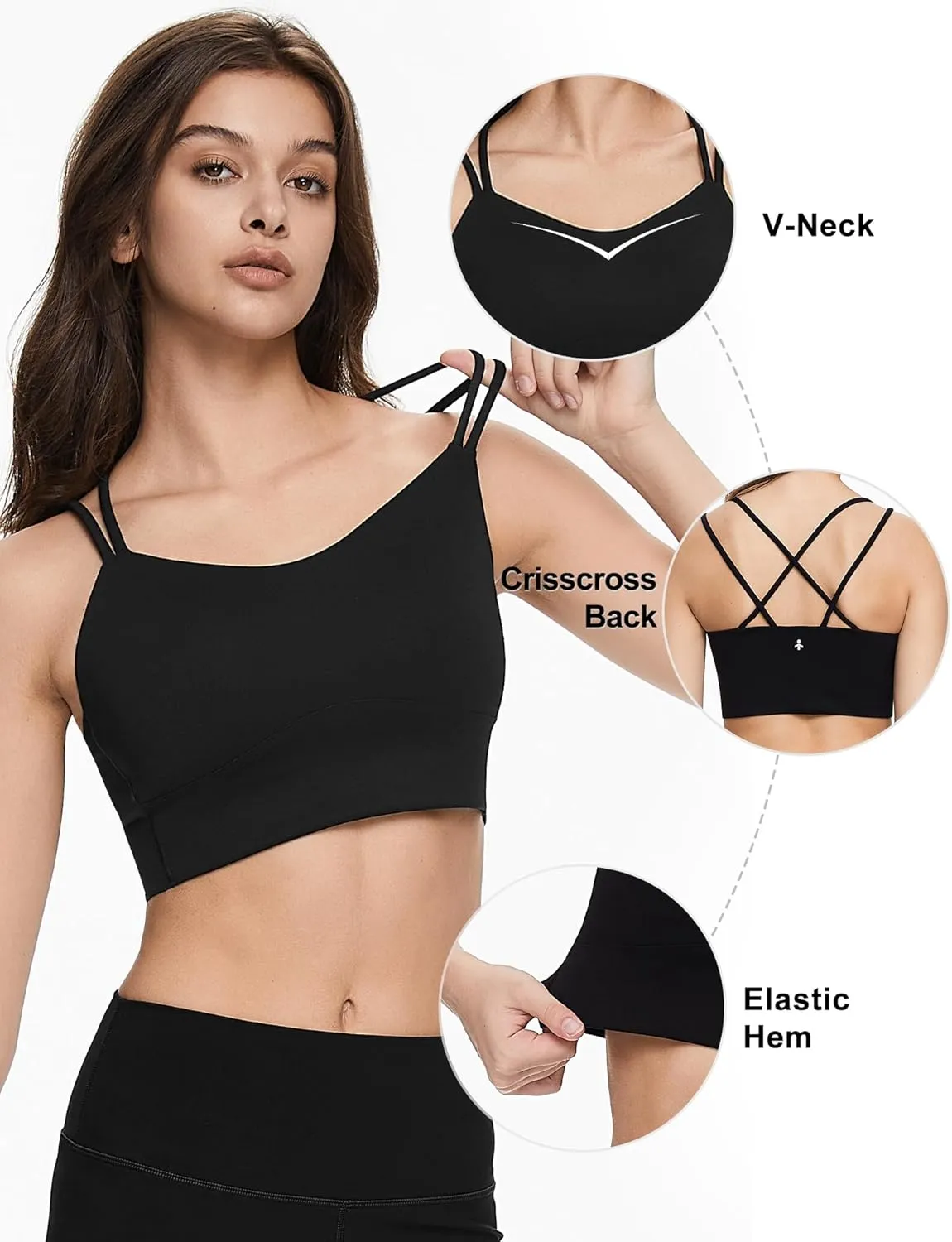 Orolay Women's Criss Cross Strappy Bra Wirefree Padded Full Coverage Cropped Comfort Tank Tops